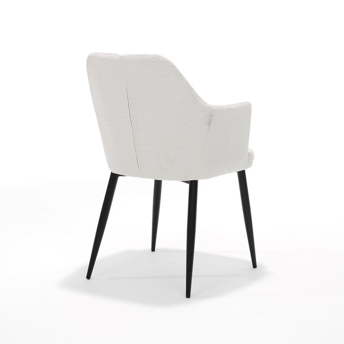 Eetkamerstoel Calvin | Armleuning | Stof Teddy Ivory