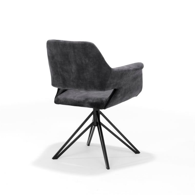 Eetkamerstoel Katy | Draaivoet | Armleuning | Aurora Velours Antraciet
