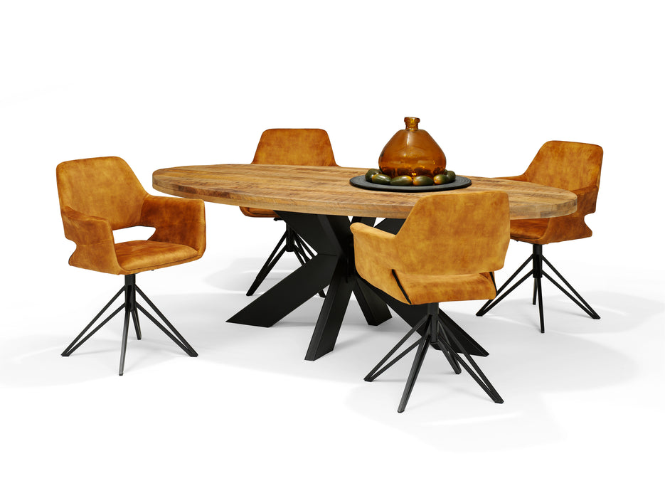 Eetkamerstoel Katy | Draaivoet | Armleuning | Aurora Velours Hunter