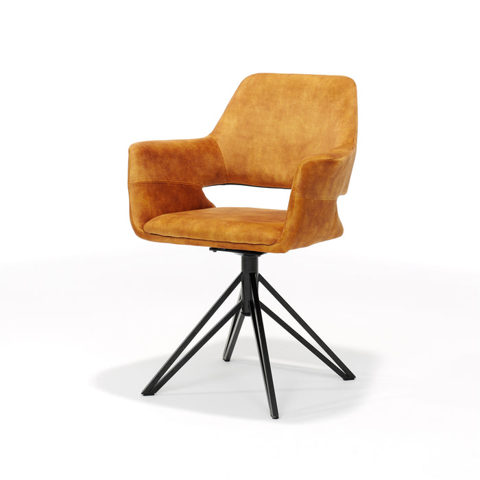 Eetkamerstoel Katy | Draaivoet | Armleuning | Aurora Velours Gold