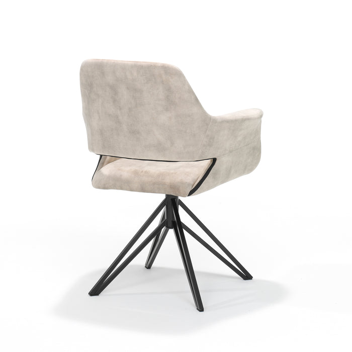 Katy armstoel - Stof Aurora Velours Liver-Mole draaivoet