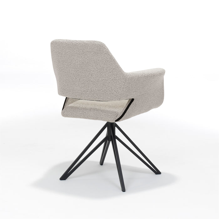 Eetkamerstoel Katy | Draaivoet | Armleuning | Stof Teddy Natural