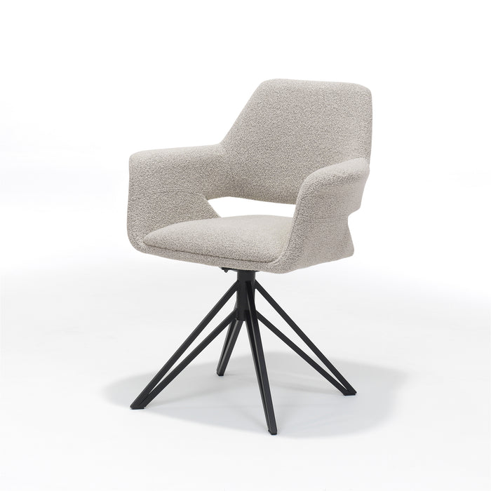 Eetkamerstoel Katy | Draaivoet | Armleuning | Stof Teddy Natural