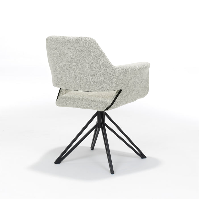 Eetkamerstoel Katy | Draaivoet | Armleuning | Stof Teddy Ivory