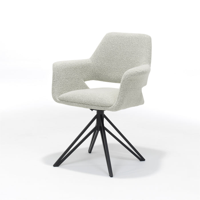 Eetkamerstoel Katy | Draaivoet | Armleuning | Stof Teddy Ivory