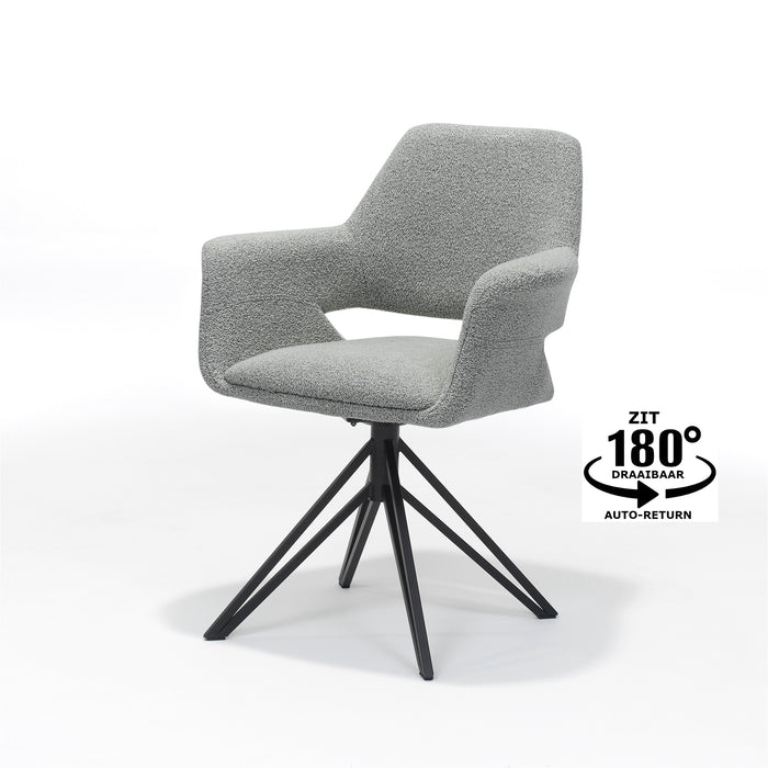 Katy armstoel Stof Teddy Steel, draaivoet