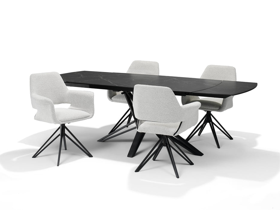 Katy armstoel Stof Teddy Champagne, draaivoet