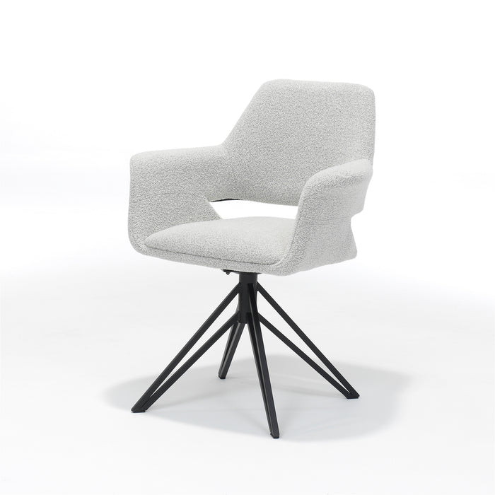 Katy armstoel Stof Teddy Champagne, draaivoet