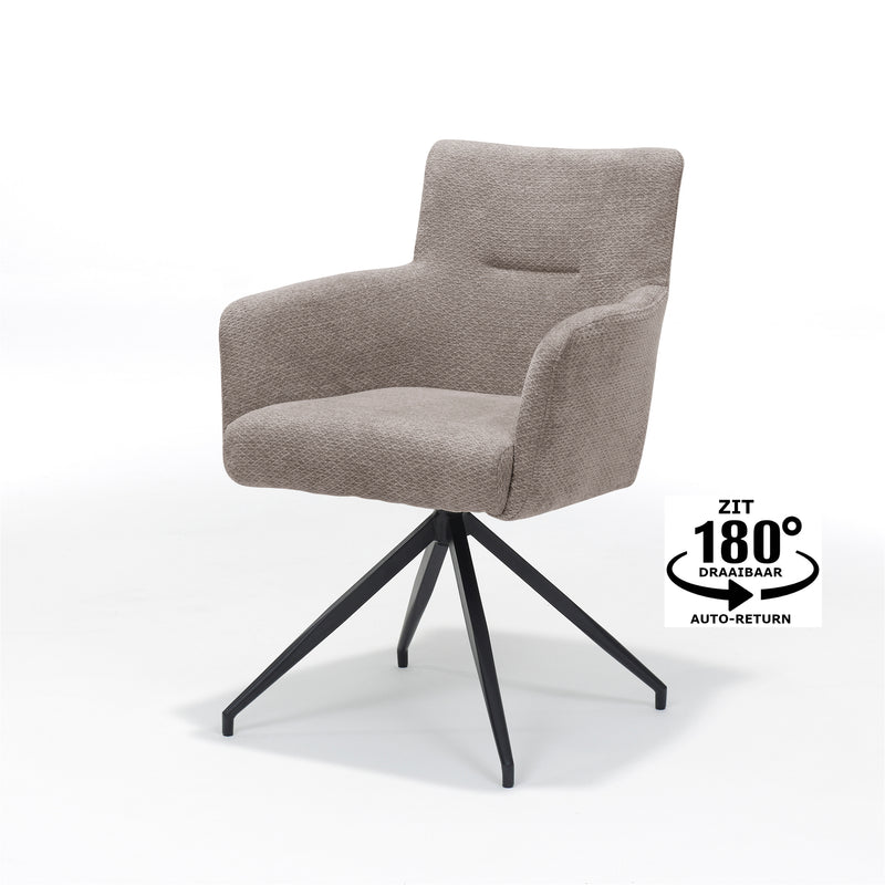 Joey | STOF RETRO BLISS | armstoel Taupe frame zwart