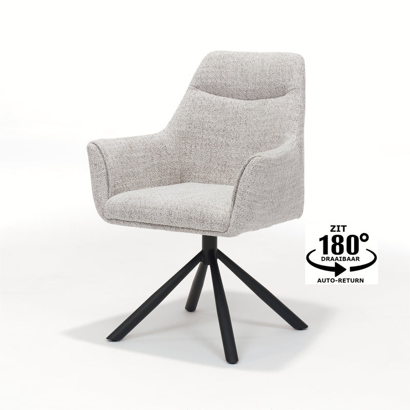 Eetkamerstoel Boston | Armleuning | Stof Oasis Bisque
