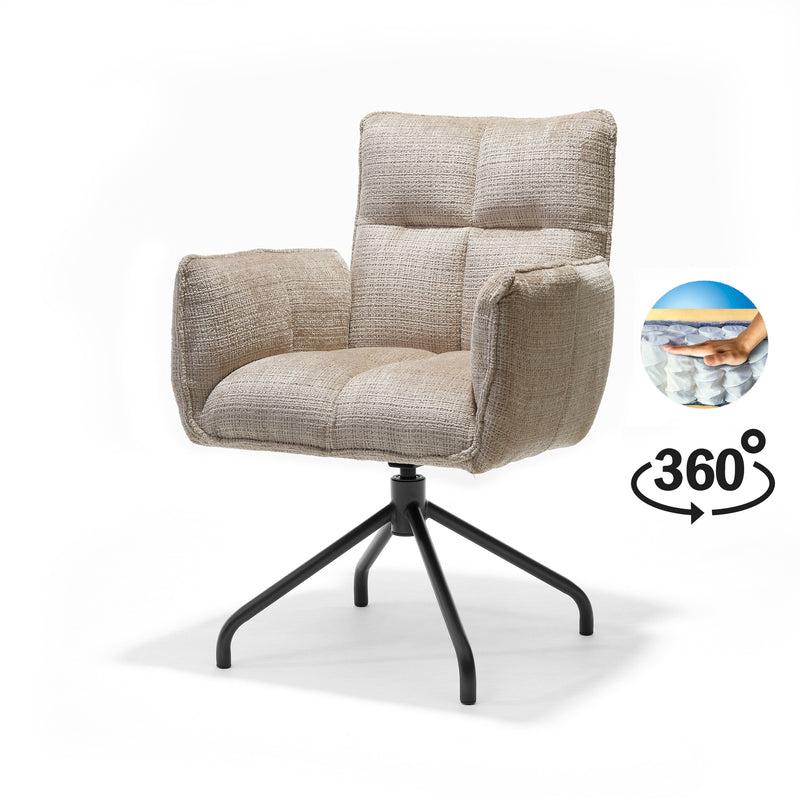 Nova | STOF CREMONA | armstoel #14 Beige 360 Draaibaar frame zwart P14