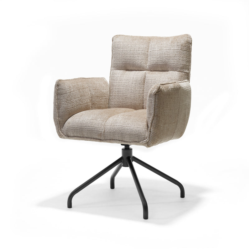 Nova | STOF CREMONA | armstoel #14 Beige 360 Draaibaar frame zwart P14