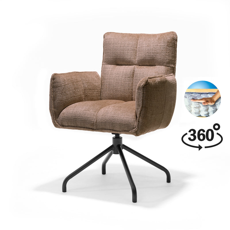 Nova | STOF CREMONA | armstoel #18 Taupe 360 Draaibaar frame zwart P14