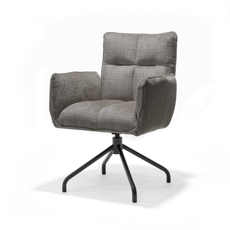 Nova | STOF CREMONA | armstoel #93 Donker Grijs 360 Draaibaar frame zwart P14