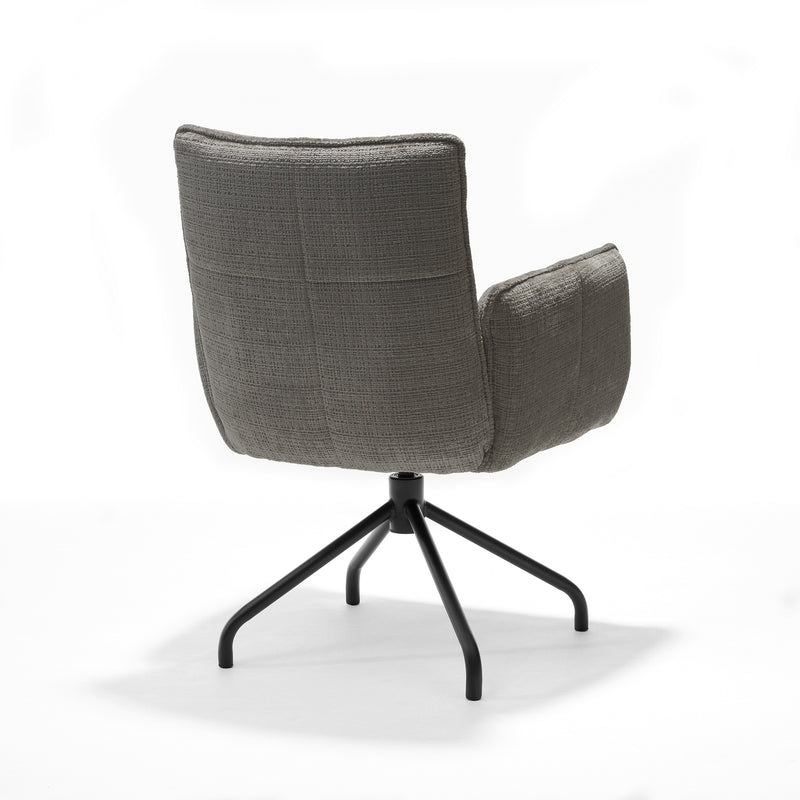 Nova | STOF CREMONA | armstoel #93 Donker Grijs 360 Draaibaar frame zwart P14