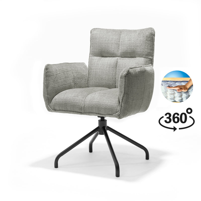 Nova | STOF CREMONA | armstoel #96 Grijs 360 Draaibaar frame zwart P14