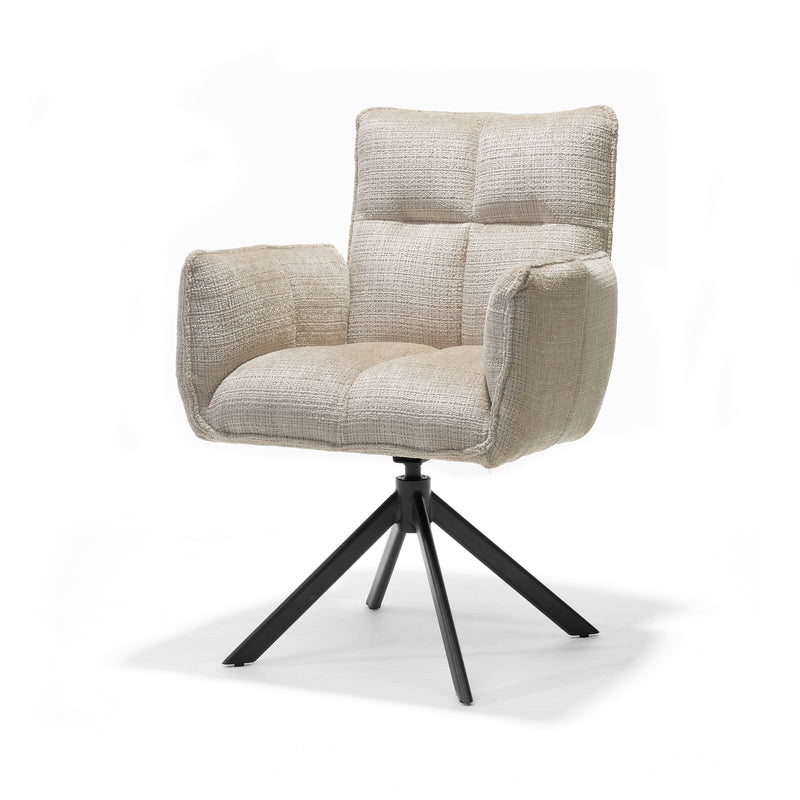 Nova | STOF CREMONA | armstoel #02 Ecru 360 Draaibaar frame zwart A360