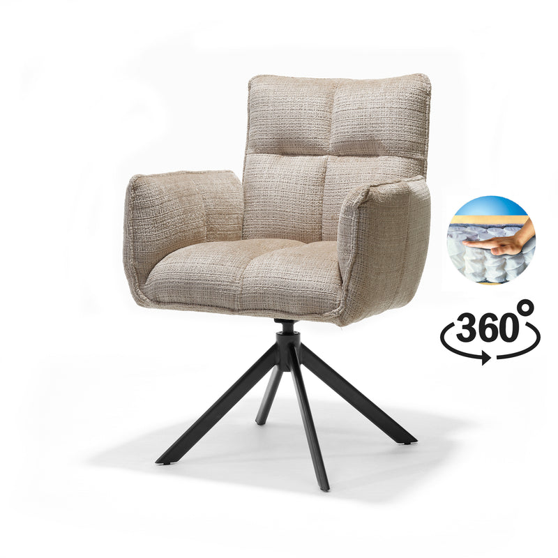 Nova | STOF CREMONA | armstoel #14 Beige 360 Draaibaar frame zwart A360