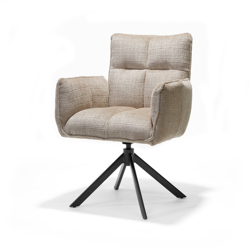 Nova | STOF CREMONA | armstoel #14 Beige 360 Draaibaar frame zwart A360