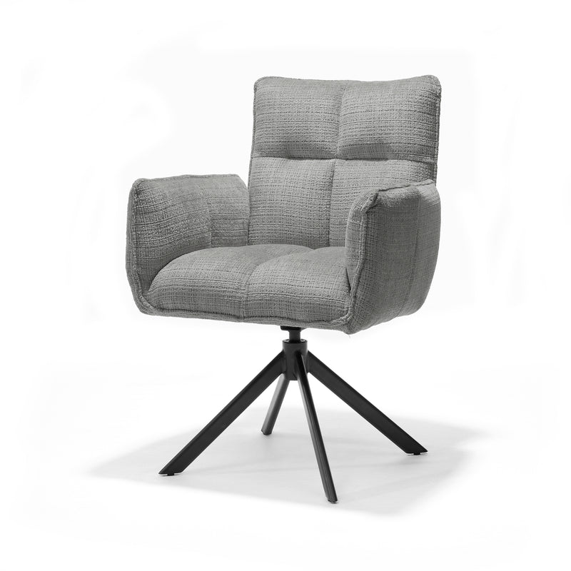 Nova Armstoel | STOF CREMONA | #85 Licht Grijs 360 Draaibaar frame zwart A360