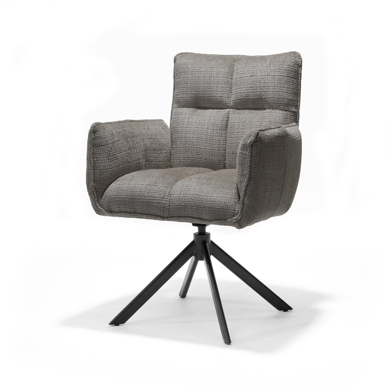 Nova | STOF CREMONA | armstoel #93 Donker Grijs 360 Draaibaar frame zwart A360