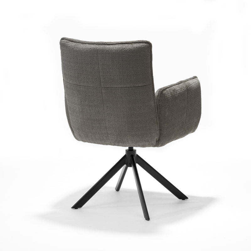Nova | STOF CREMONA | armstoel #93 Donker Grijs 360 Draaibaar frame zwart A360