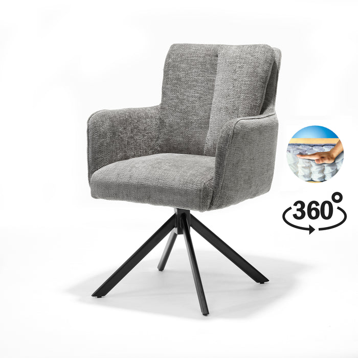 Eetkamerstoel Alex | Lichtgrijs | Zwart frame