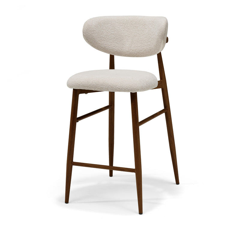 Dalton | STOF VIBE | barkruk #06 Creme Metaal frame Noten kleur