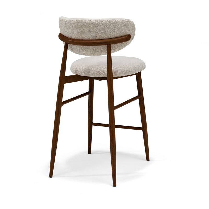 Dalton | STOF VIBE | barkruk #06 Creme Metaal frame Noten kleur