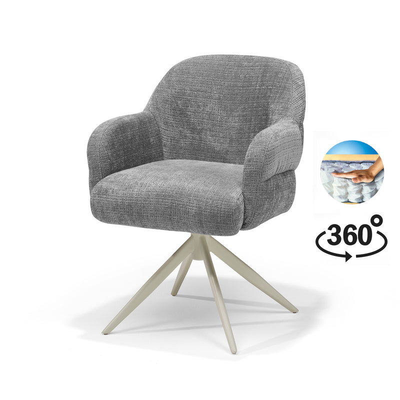 Austin | STOF CREMONA | armstoel #93 Donker Grijs 360 Draaibaar frame Beige P03