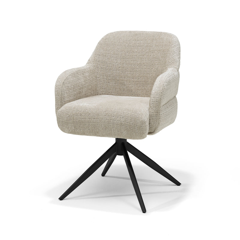 Austin | STOF CREMONA | armstoel #02 Ecru 360 Draaibaar frame Zwart P03