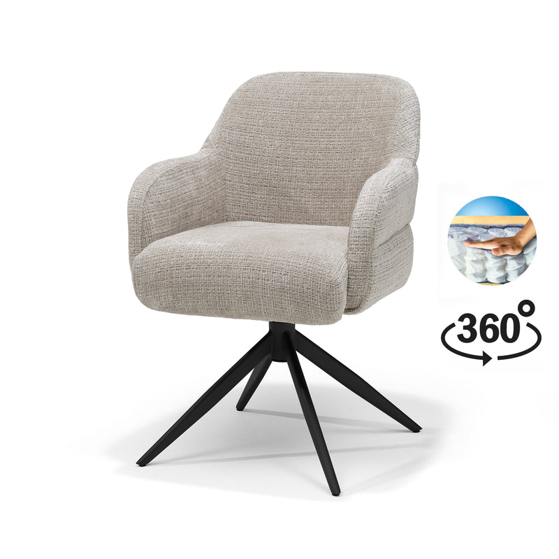 Austin | STOF CREMONA | armstoel #04 Natural 360 Draaibaar frame Zwart P03