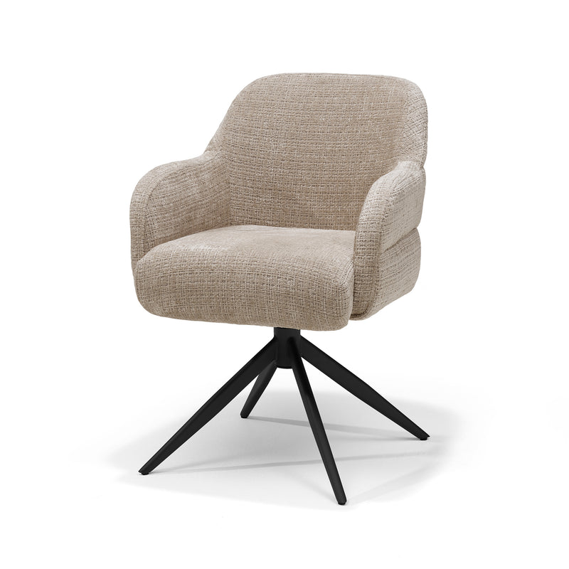 Austin | STOF CREMONA | armstoel #14 Beige 360 Draaibaar frame Zwart P03