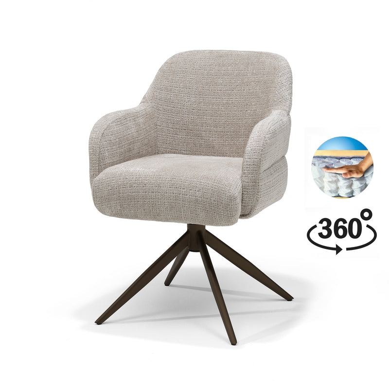 Austin | STOF CREMONA | armstoel #04 Natural 360 Draaibaar frame Anodic Brown P03
