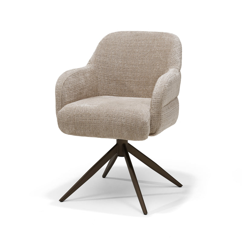 Austin | STOF CREMONA | armstoel #14 Beige 360 Draaibaar frame Anodic Brown P03