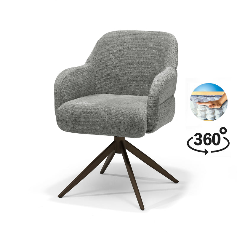 Austin | STOF CREMONA | armstoel #93 Donker Grijs 360 Draaibaar frame Anodic Brown P03