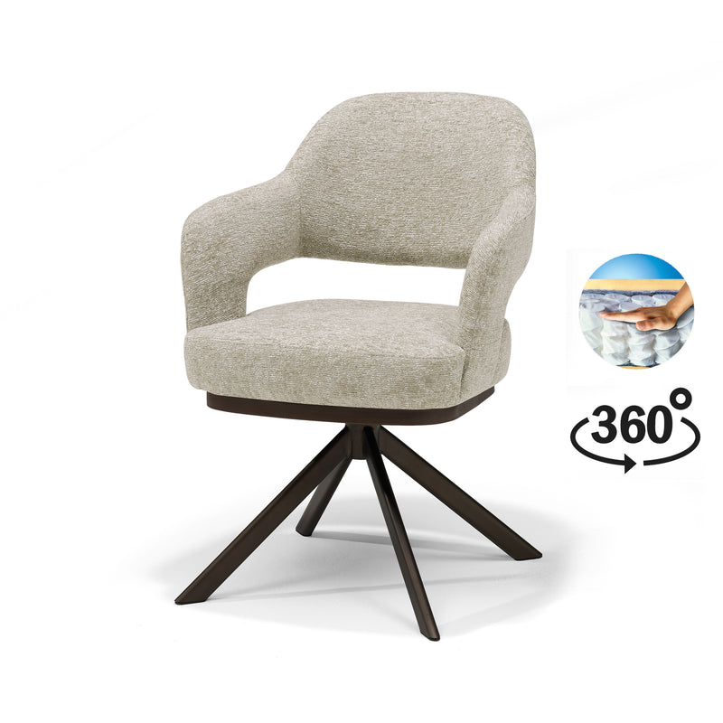 Colorado | STOF BEAR | armstoel #16 Beige 360 Draaibaar frame Anodic Brown