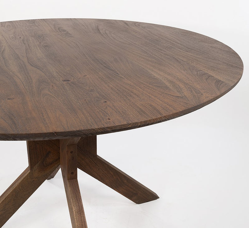 Eettafel Gemini | Eetkamertafel Ø130, Acacia Marron Brown