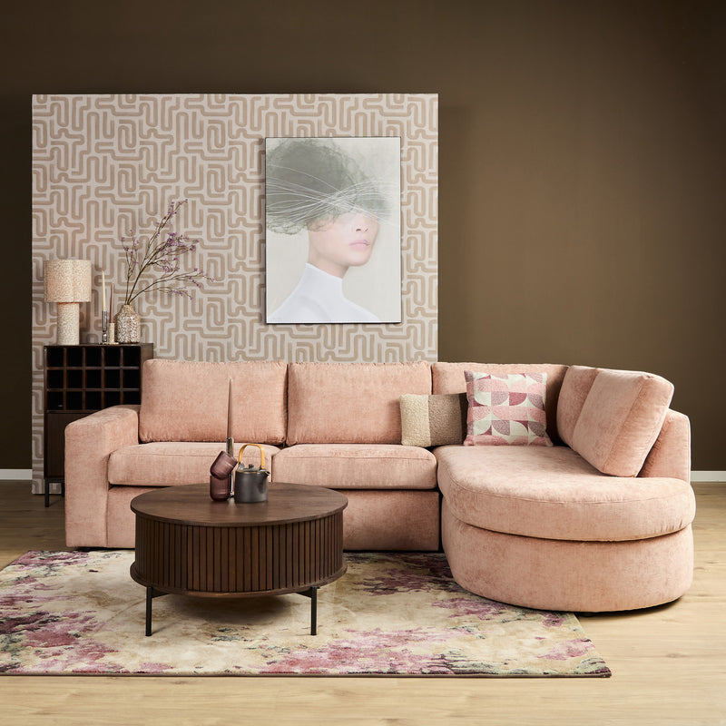 MySofa Alma | Hoekbank Roze 2,5 zits+Divan Rechts