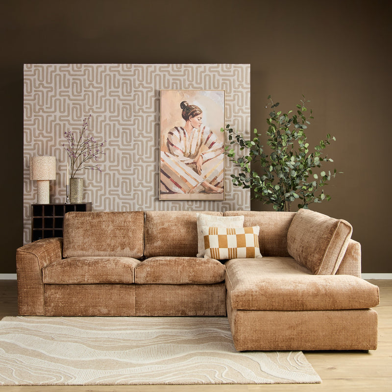 MySofa Teddy | 100%PES | Hoekbank Cinnamon 2,5 zits+Divan Rechts