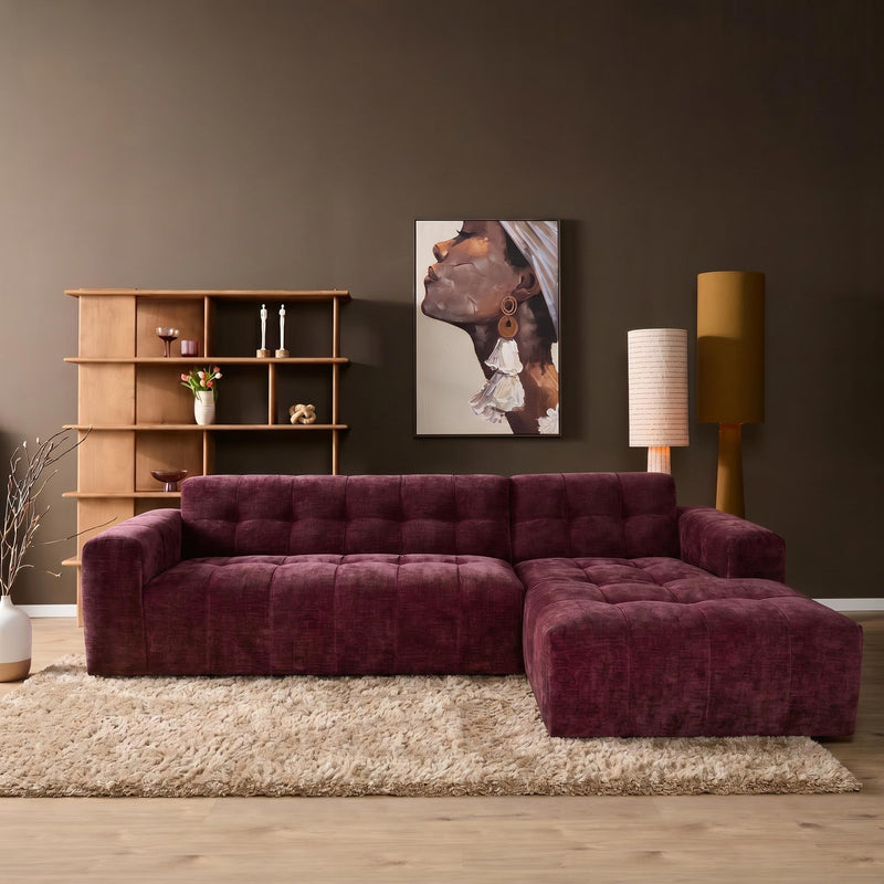 MySofa Ruby | 100%PES | Hoekbank Paars 2,5 zits AL + Lounge R