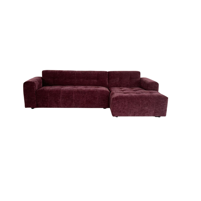 MySofa Ruby | 100%PES | Hoekbank Paars 2,5 zits AL + Lounge R