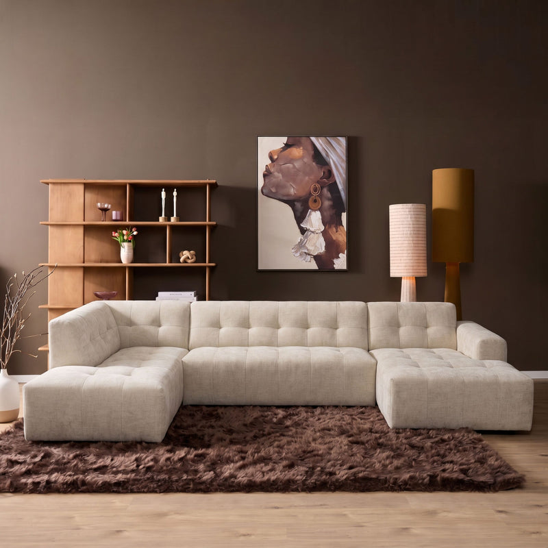 MySofa Ruby | 100%PES | U bank Beige Ottomane L + 2,5 + Lounge R