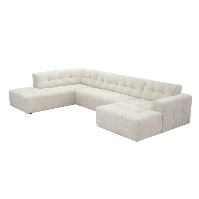 MySofa Ruby | 100%PES | U bank Beige Ottomane L + 2,5 + Lounge R