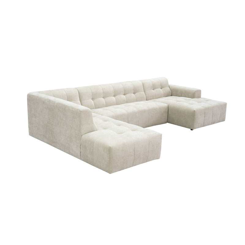 MySofa Ruby | 100%PES | U bank Beige Ottomane L + 2,5 + Lounge R