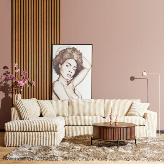 Hoekbank MySofa Teddy | Links | Beige Divan + 2,5 zits 5 jaar garantie