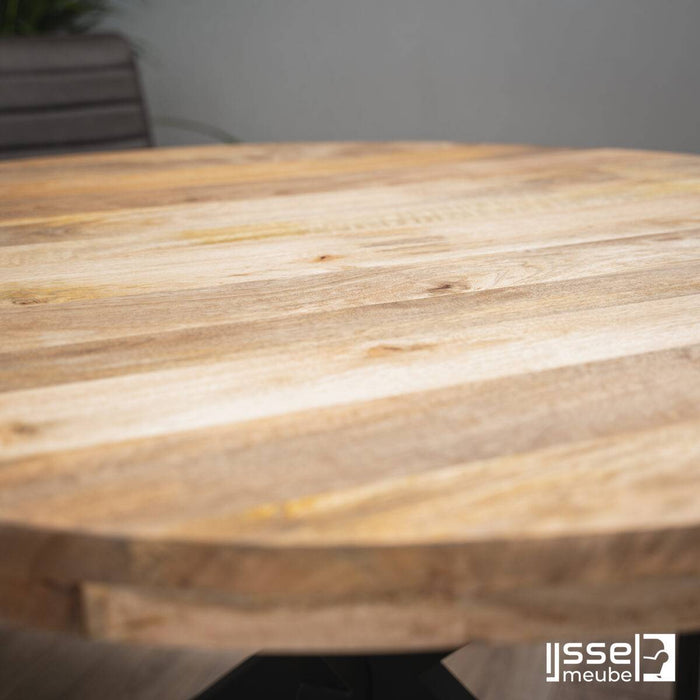 Eettafel Sydney | Mangohout | Rond | Matrixpoot | 120cm