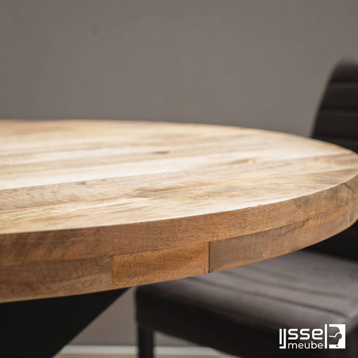 Eettafel Sydney | Mangohout | Rond | Matrixpoot | 120cm