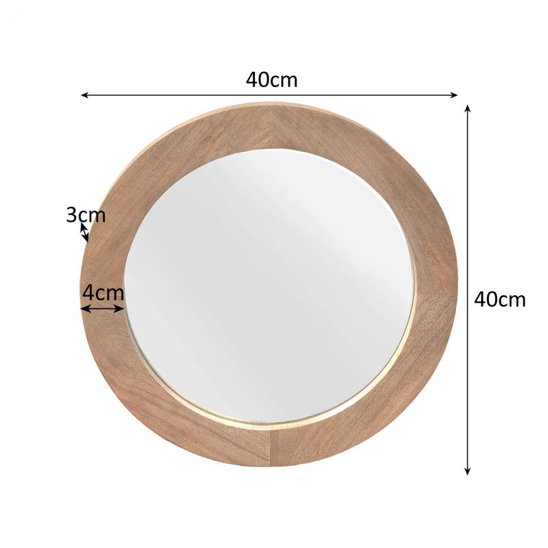 Ronde Spiegel | Dide Naturel Mangohout 40 cm