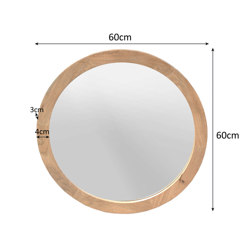 Ronde Dide | spiegel Naturel Mangohout 60 cm